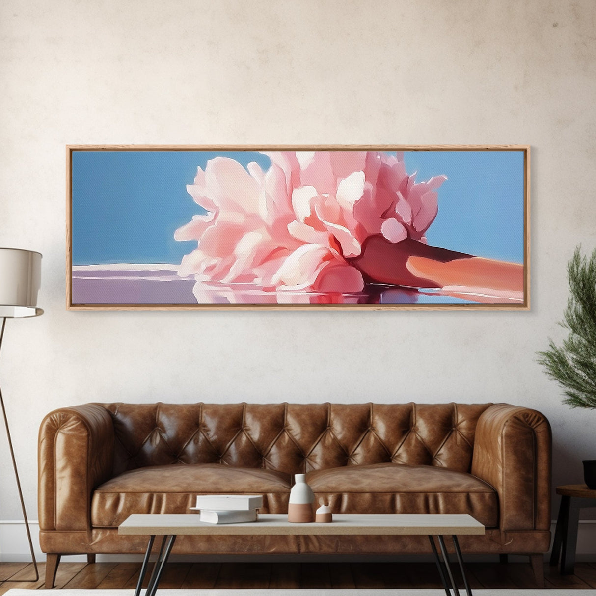 Reflection Peony, Feminine Wall Art, Elegant Floral Decor, Framed Canvas Print, Soft Aesthetic, Bedroom Wall Art, Pastel Beauty