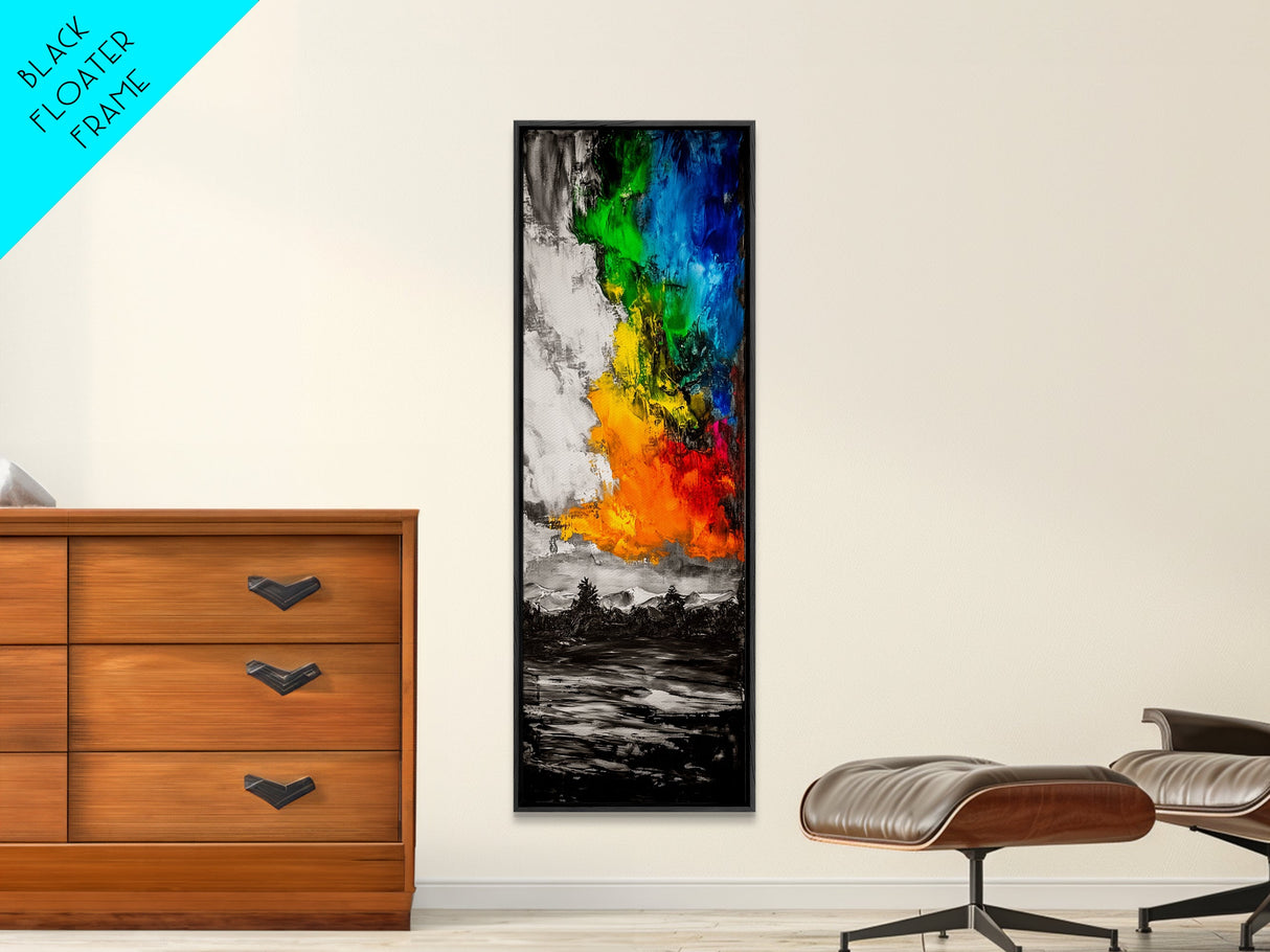 Color Explosion, Abstract Nature, Mountain Glow, Canvas Print, Vibrant Wall Art, Modern Painting, Bold Home Decor, Statement Piece