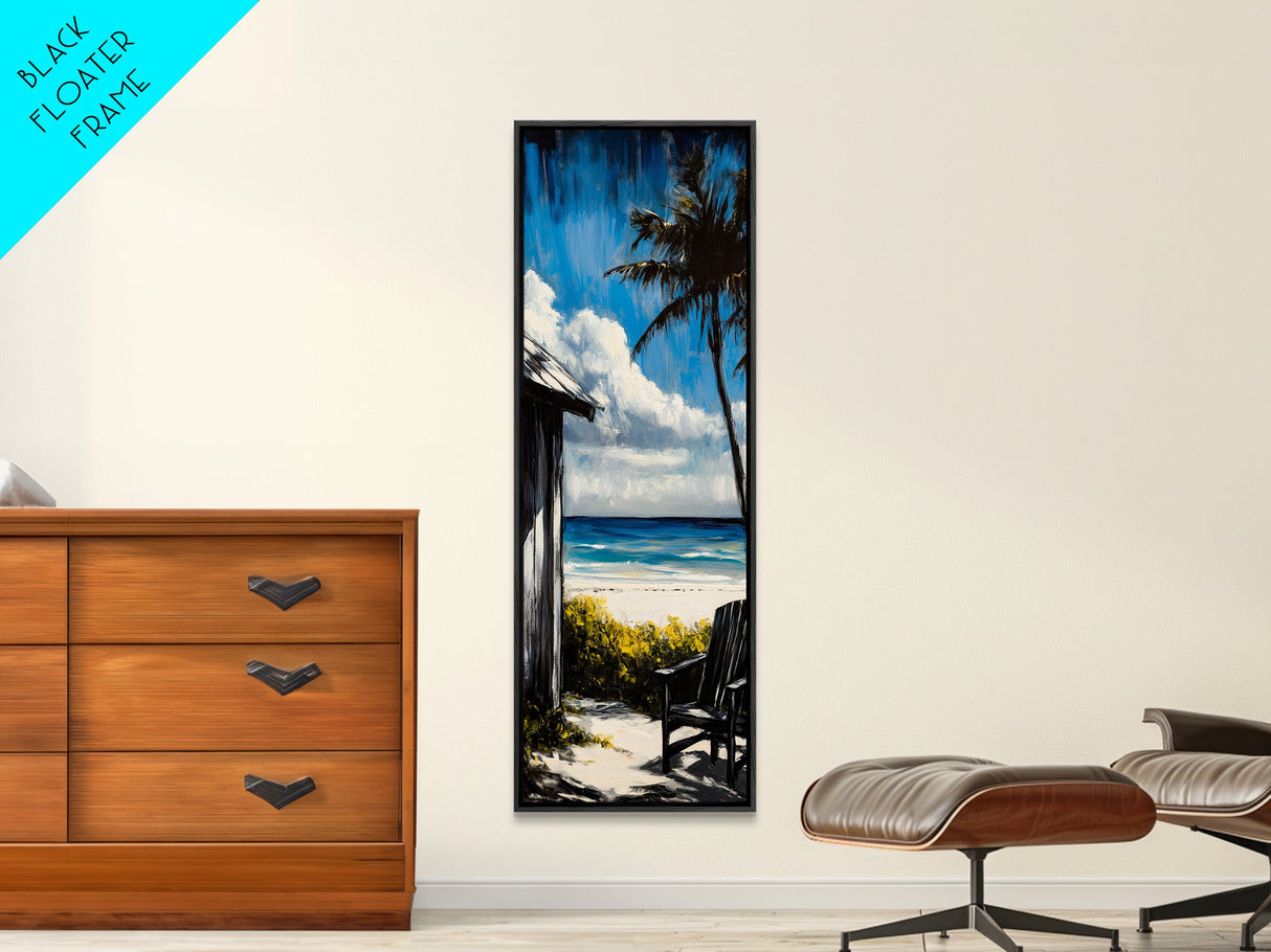 Beach Retreat, Palm Shade, Tranquil Escape, Canvas Print, Coastal Home Decor, Ocean Breeze, Relaxing Seaside, Living Room Wall Art