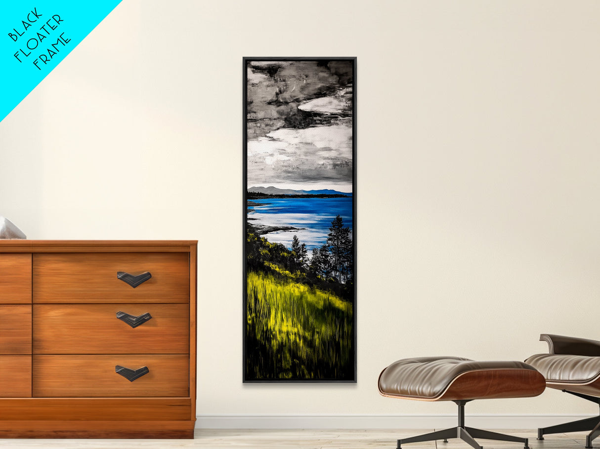 Serene Beach Scene, Coastal Wall Art, Ocean Landscape, Seaside Decor, Canvas Print, Living Room Art, Minimalist Art, Blue Wall Art