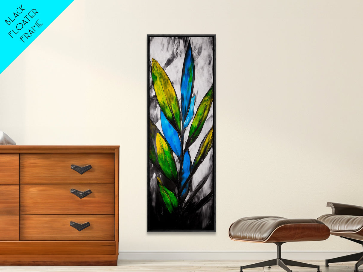 Tropical Leaves, Modern Botanical Art, Vibrant Green Decor, Canvas Print, Boho Home Decor, Nature Inspired Art, Living Room Wall Art