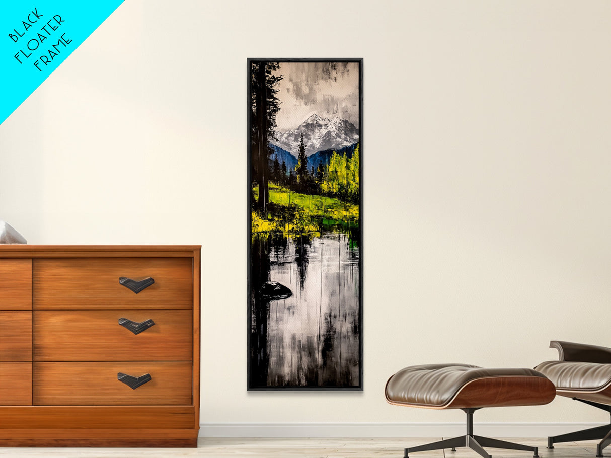 Mountain Reflection, Alpine Lake, Canvas Print, Wilderness Landscape, Cabin Wall Art, Nature Decor, Black and White Art, Living Room Art