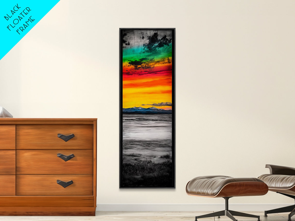 Vibrant Sunset Art, Mountain Landscape Print, Colorful Sky Painting, Modern Nature Decor, Home Wall Art, Large Canvas Print