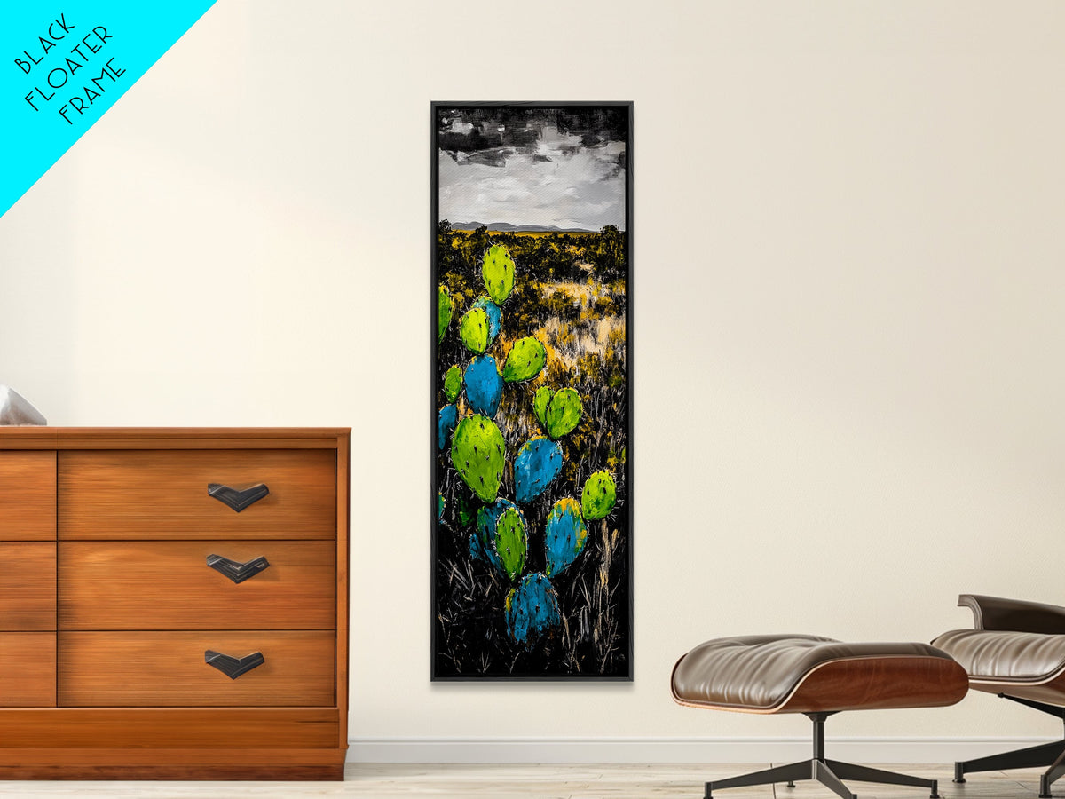 Cactus Art, Desert Landscape, Southwestern Decor, Bold Colors, Framed Canvas Print, Boho Wall Art, Nature Inspired, Vibrant Earthy Art