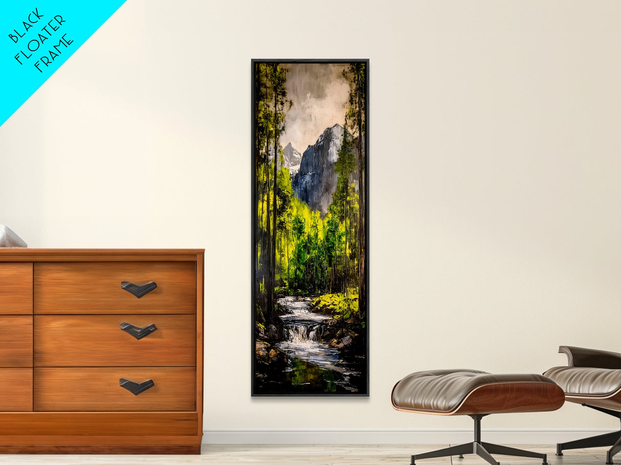 Mountain Escape, Waterfall Art, Forest Landscape, Framed Canvas Print, Nature Wall Art, Rustic Home Decor, Lodge Wall Art