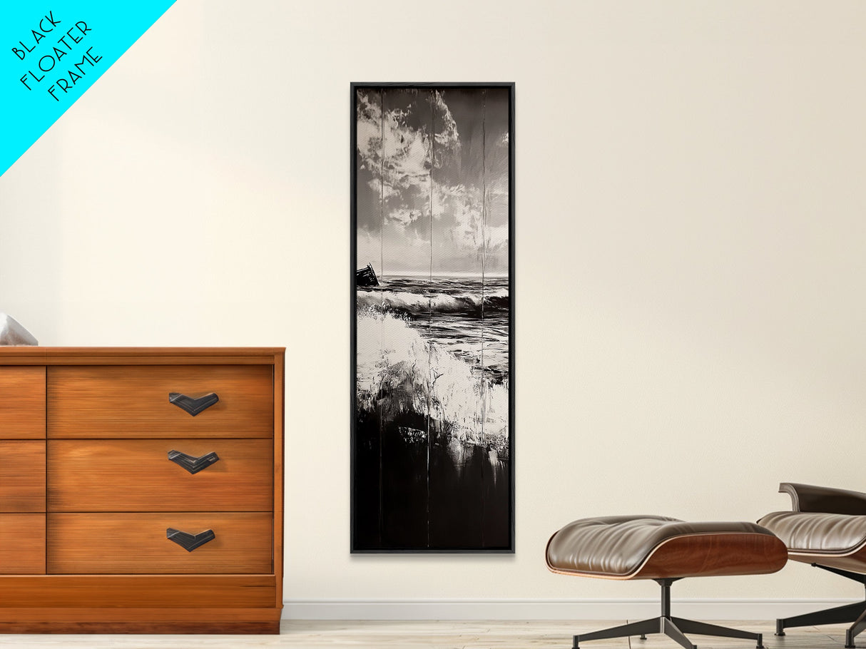 Twilight Shore, Coastal Serenity, Abstract Art, Canvas Print, Tranquil Ocean Scene, Living Room Decor, Deep Blue Tones, Peaceful Artwork