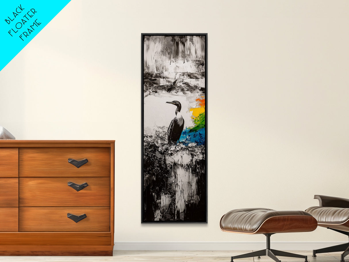 Majestic Bird, Black and White Art, Coastal Wildlife, Framed Canvas Print, Modern Decor, Ocean Inspired, Living Room Artwork