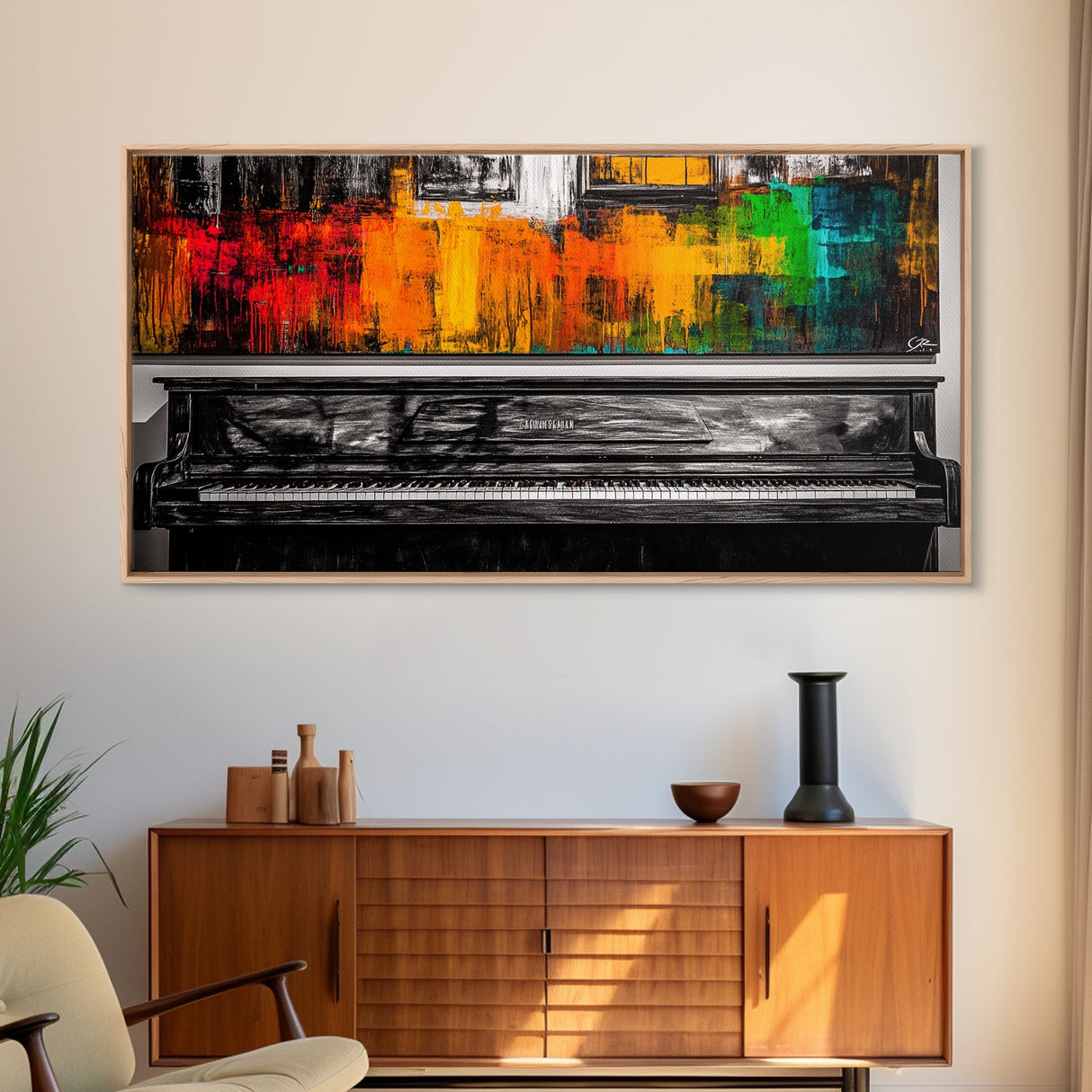 Piano Painting, Colorful Abstract, Music Lover Art, Canvas Print, Bold Wall Decor, Modern Art, Living Room Wall Art