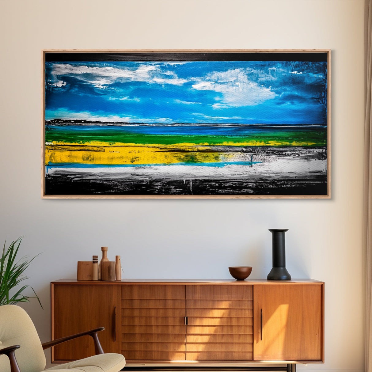 Bright Coastal, Blue and Green Ocean, Abstract Beach Art, Canvas Print, Modern Seaside Decor, Living Room Wall Art, Large Wall Art