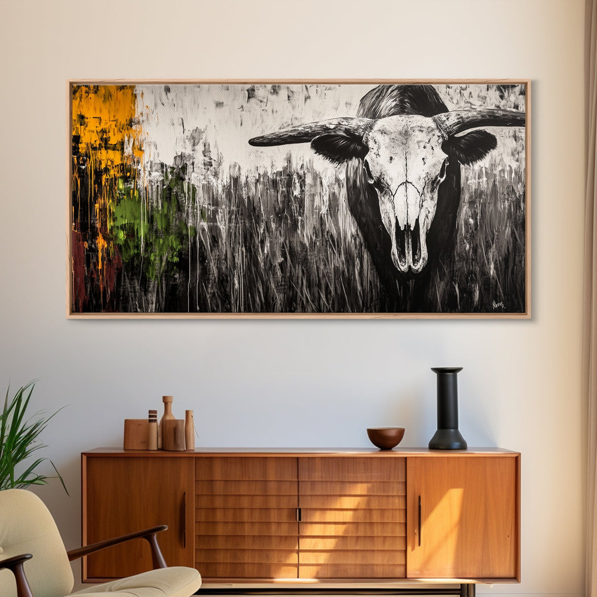Abstract Landscape, Color Splash, Modern Art, Bold Expression, Vibrant Composition, Unique Wall Decor, Living Room, Framed Canvas Print ?