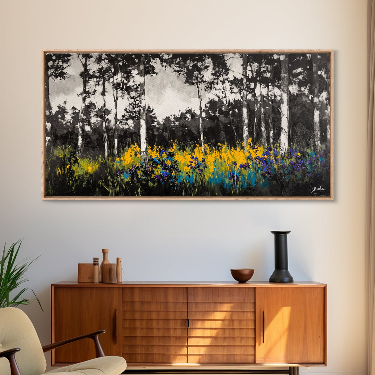 Forest Meadow, Wildflower Wall Art, Nature Canvas Print, Botanical Artwork, Rustic Home Decor, Fall Landscape, Living Room Wall Art
