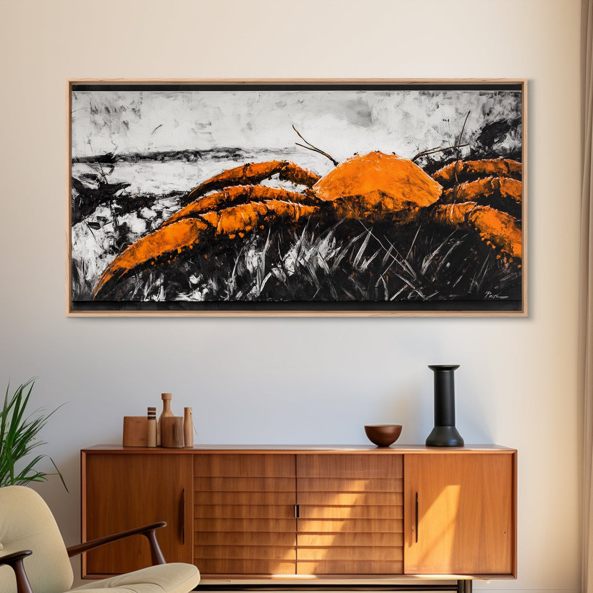 Giant Crab, Bold Coastal Art, Ocean Life, Canvas Print, Seafood Restaurant Wall Decor, Rustic Nautical Theme, Unique Living Room Artwork
