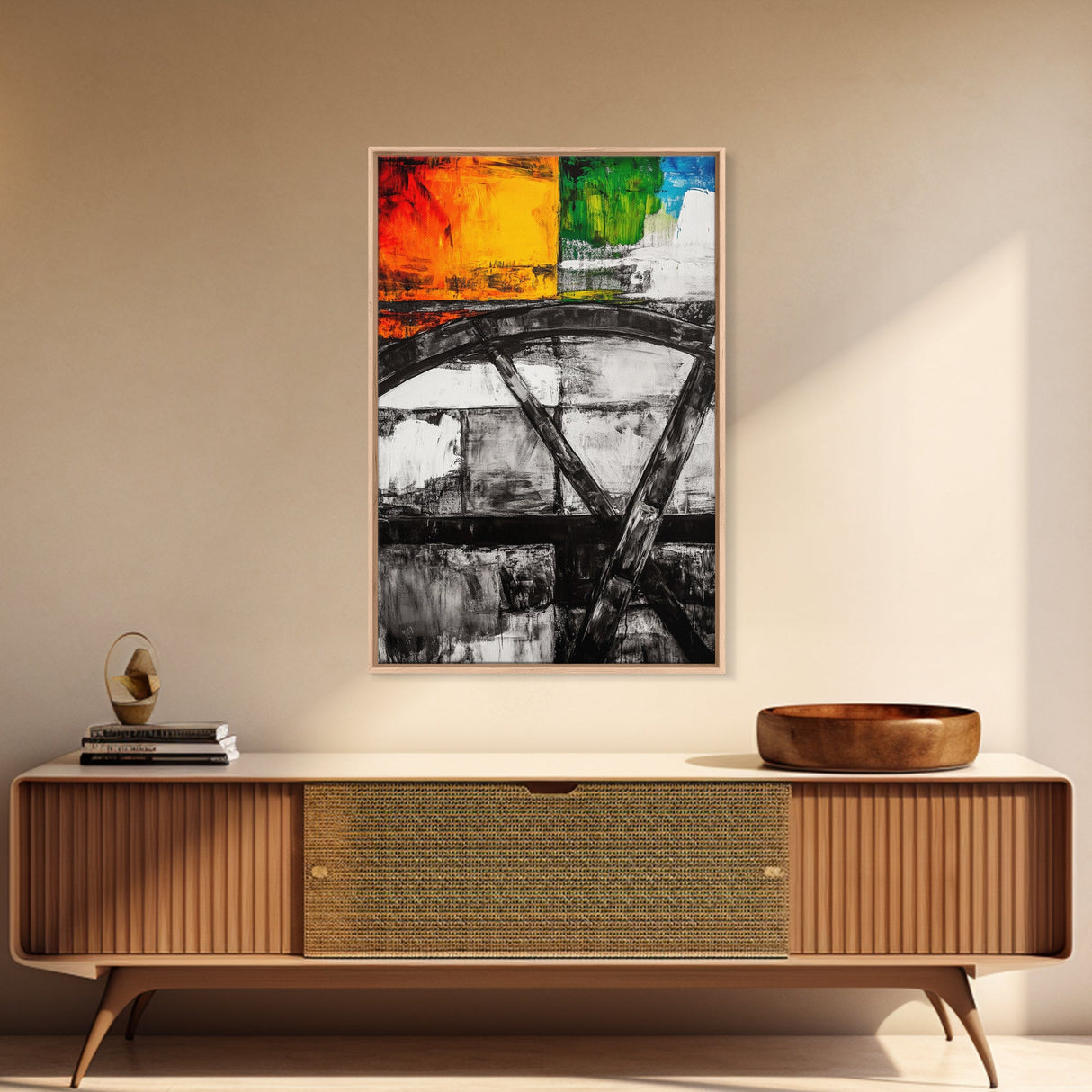 Industrial Abstract, Modern Wall Art, Bold Textured Painting, Framed Canvas Print, Contemporary Office Decor, Unique Statement Piece