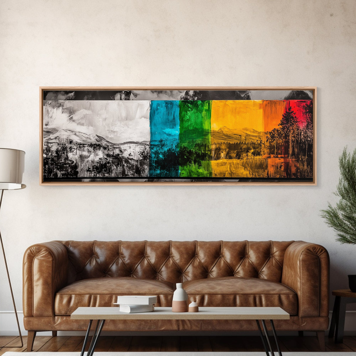 Abstract Mountains, Vibrant Landscape, Modern Colorful Art, Living Room Wall Decor, Framed Canvas Print, Large Canvas, Boho Wall Art
