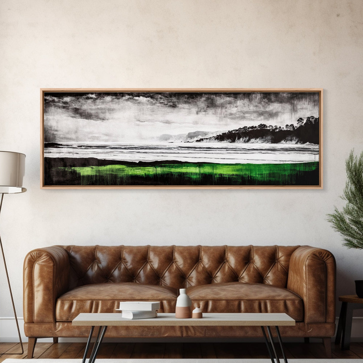 Stormy Beach, Coastal Landscape, Black and White, Canvas Print, Large Wall Art, Modern Home Decor, Bedroom Wall Art, Minimalist Aesthetic
