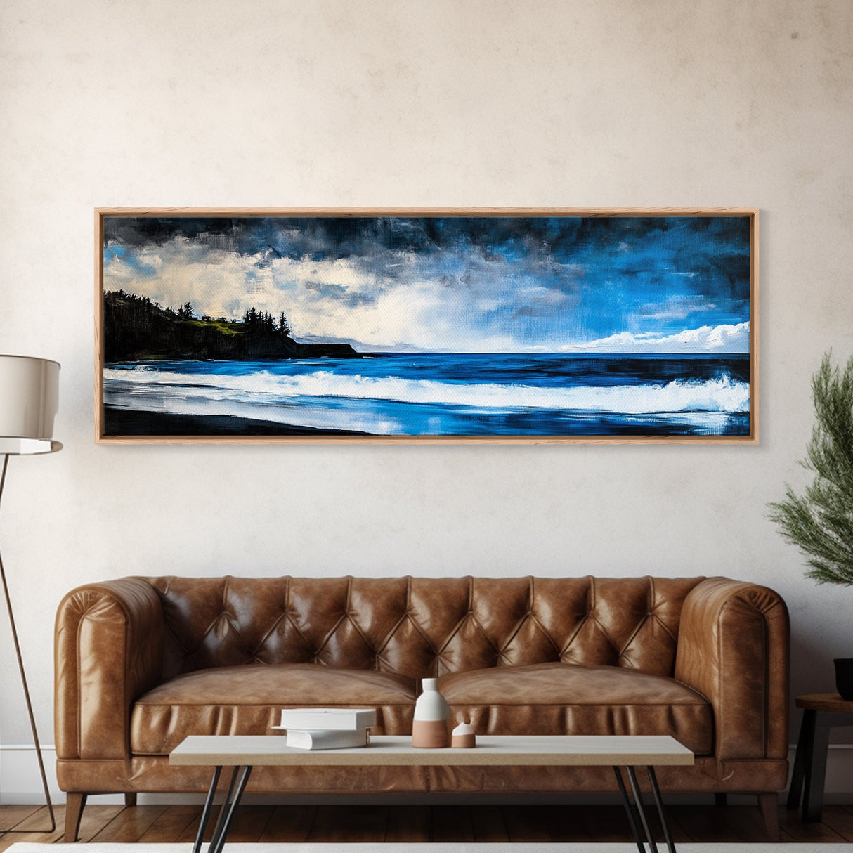 Dramatic Ocean, Seascape Painting, Beach House Decor, Canvas Print, Coastal Wall Art, Bedroom Wall Decor, Blue Wave Art, Nautical Theme