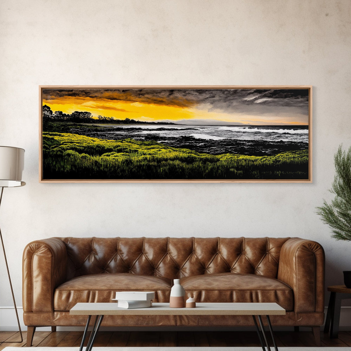 Sunset Coast, Ocean Wall Art, Seascape Print, Framed Canvas Print, Coastal Decor, Modern Art, Beach House, Nature Wall Art