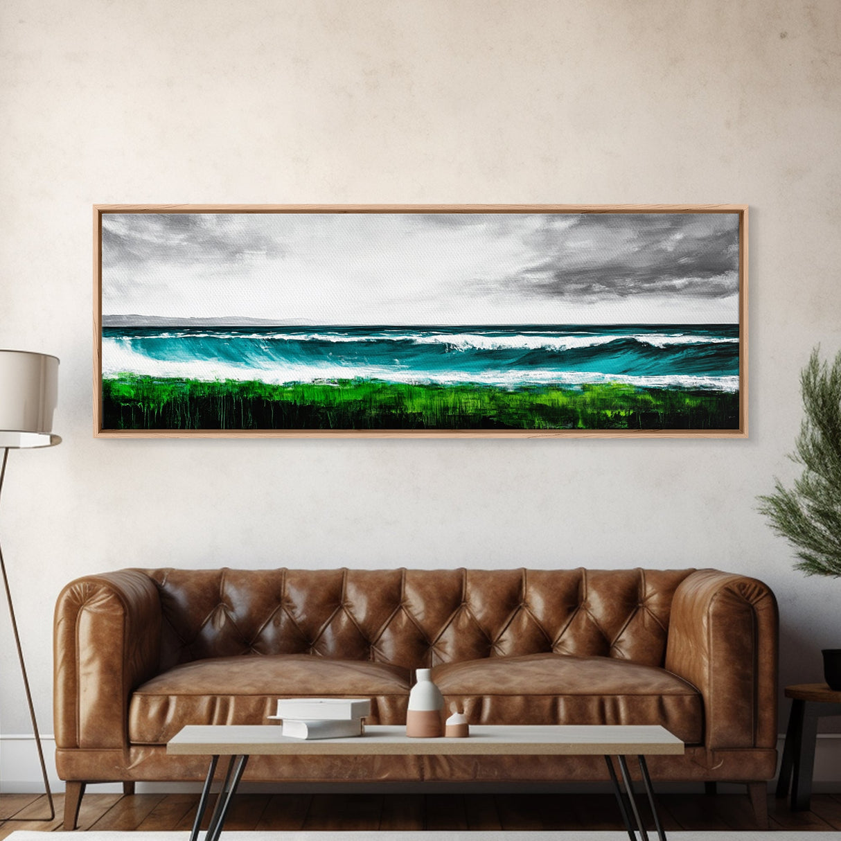 Ocean Waves, Seascape Art, Coastal Decor, Beach House, Framed Canvas Print, Large Wall Art, Modern Nautical, Living Room Art