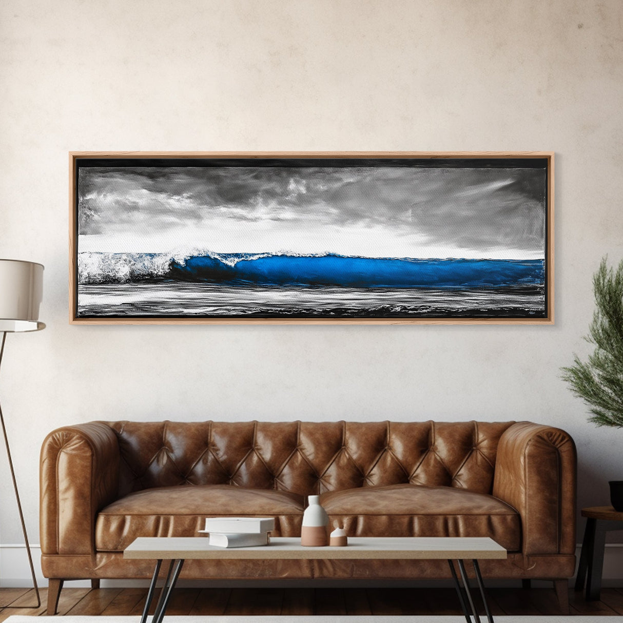 Blue Wave, Stormy Ocean, Abstract Seascape, Beach Home Decor, Canvas Print, Coastal Wall Art, Minimalist Style, Bedroom Artwork