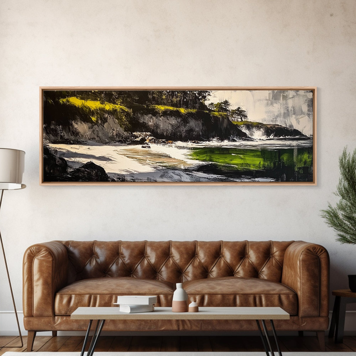 Hidden Cove, Green Waters, Peaceful Beach Scene, Canvas Print, Coastal Landscape Art, Office Wall Art, Tranquil Home Decor