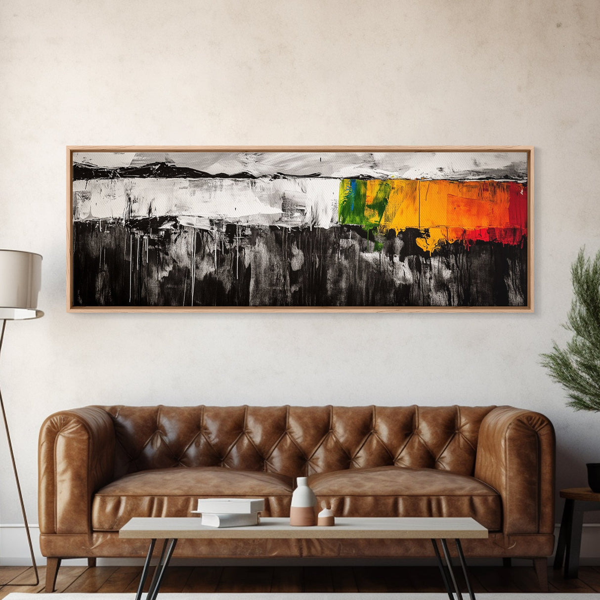 Abstract Mountain Art, Landscape Painting, Modern Boho Decor, Textured Wall Art, Neutral Nature Print, Office Wall Art, Framed Canvas Print