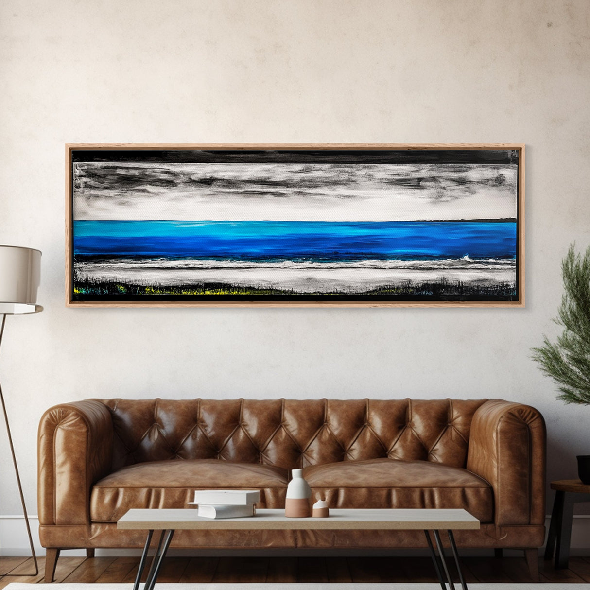 Wild Waves, Ocean Art Print, Coastal Home Decor, Abstract Seascape Painting, Nautical Living Room Art, Beach House Style, Framed Canvas Print