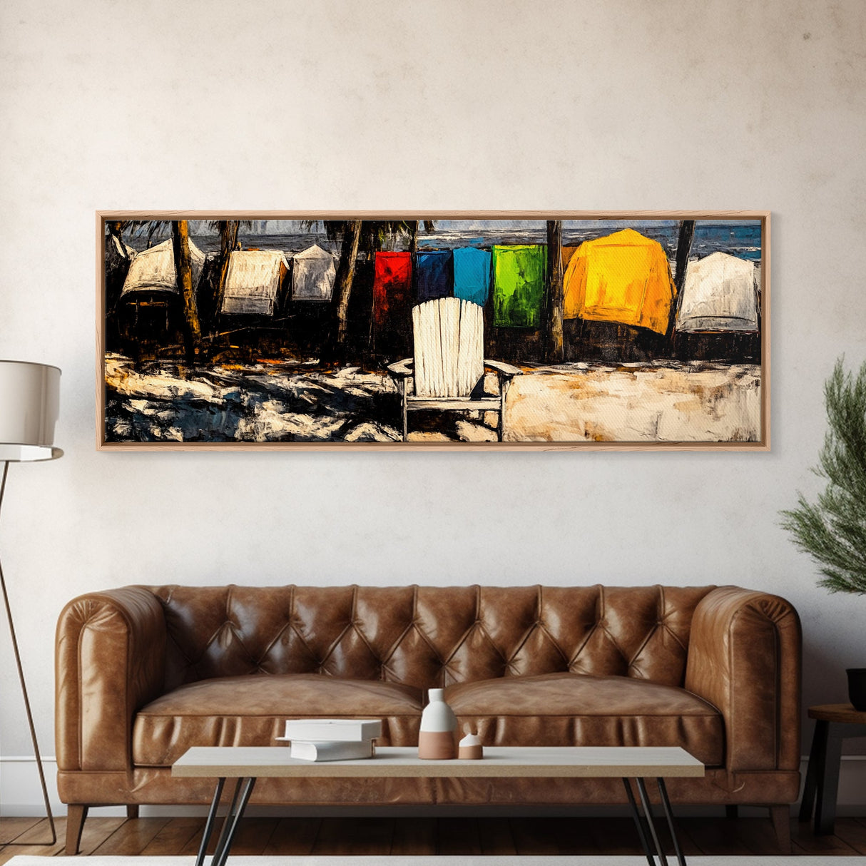 Beachfront Serenity, Coastal Decor, Ocean Art, Canvas Print, Nautical Wall Art, Living Room Art, Colorful Beach Scene, Seaside Art