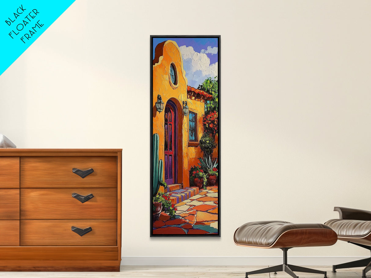 Adobe Home, Southwest Colors, Rustic Entryway Art, Framed Canvas Print, Mexican Style Decor, Boho Living Room Accent, Desert Home Art