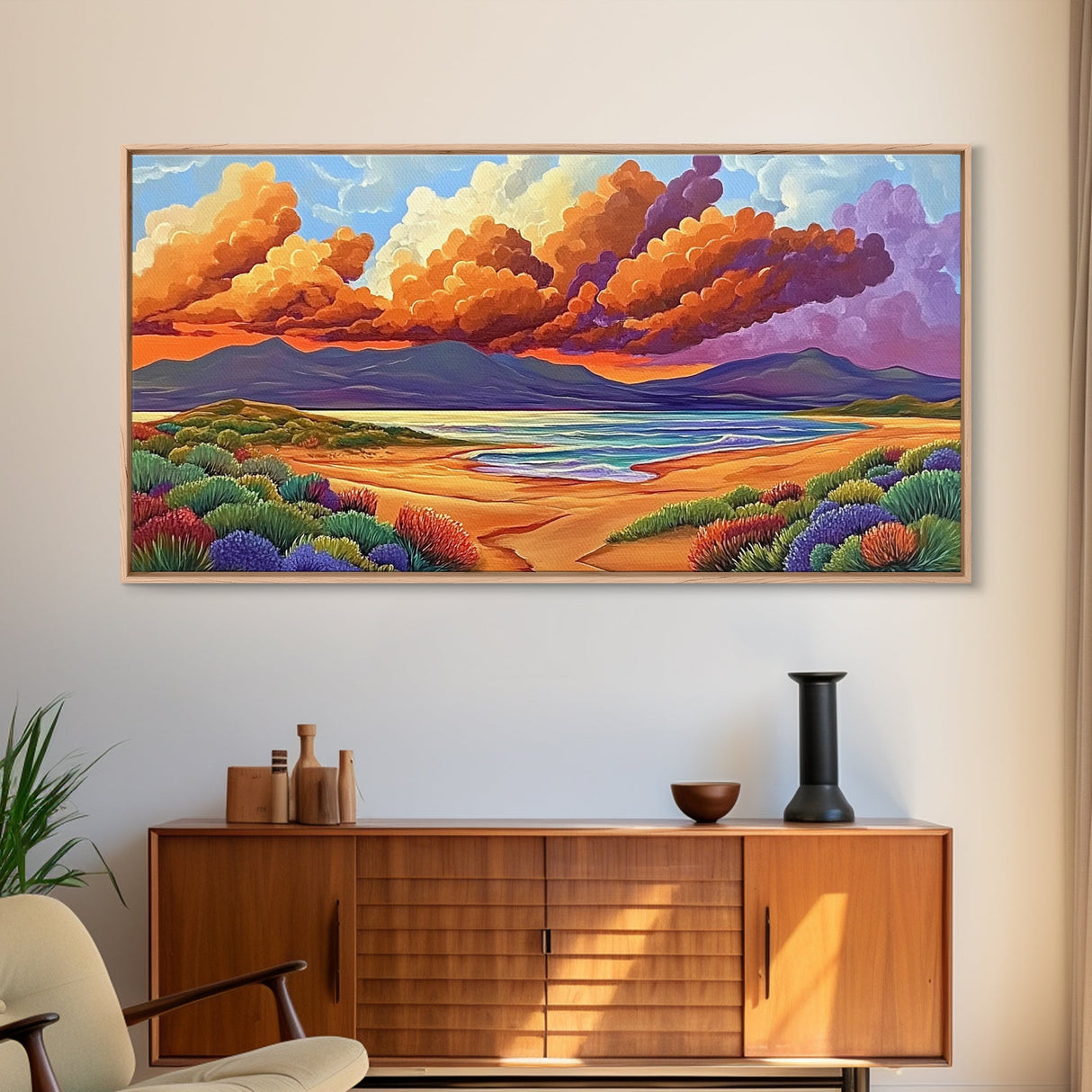 Coastal Sunset, Sandy Dunes, Ocean View, Canvas Print, Beach sunset artwork perfect Bathroom Wall Art or Tranquil Bedroom Decor