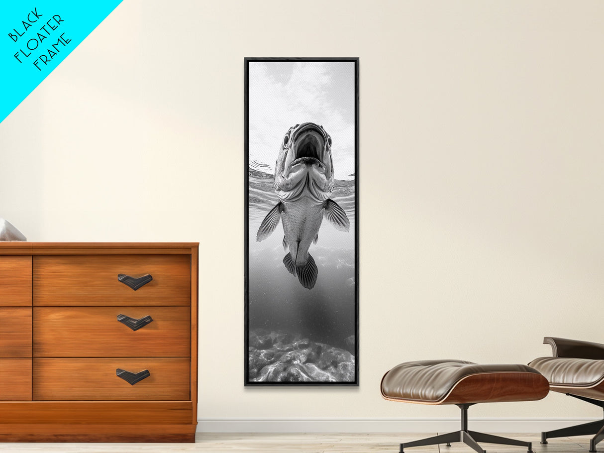 Underwater Fish, Marine Life, Ocean Perspective, Bold Wildlife, Aquatic Beauty, Framed Canvas Print, Kids Room Wall Art, Nautical Style Decor