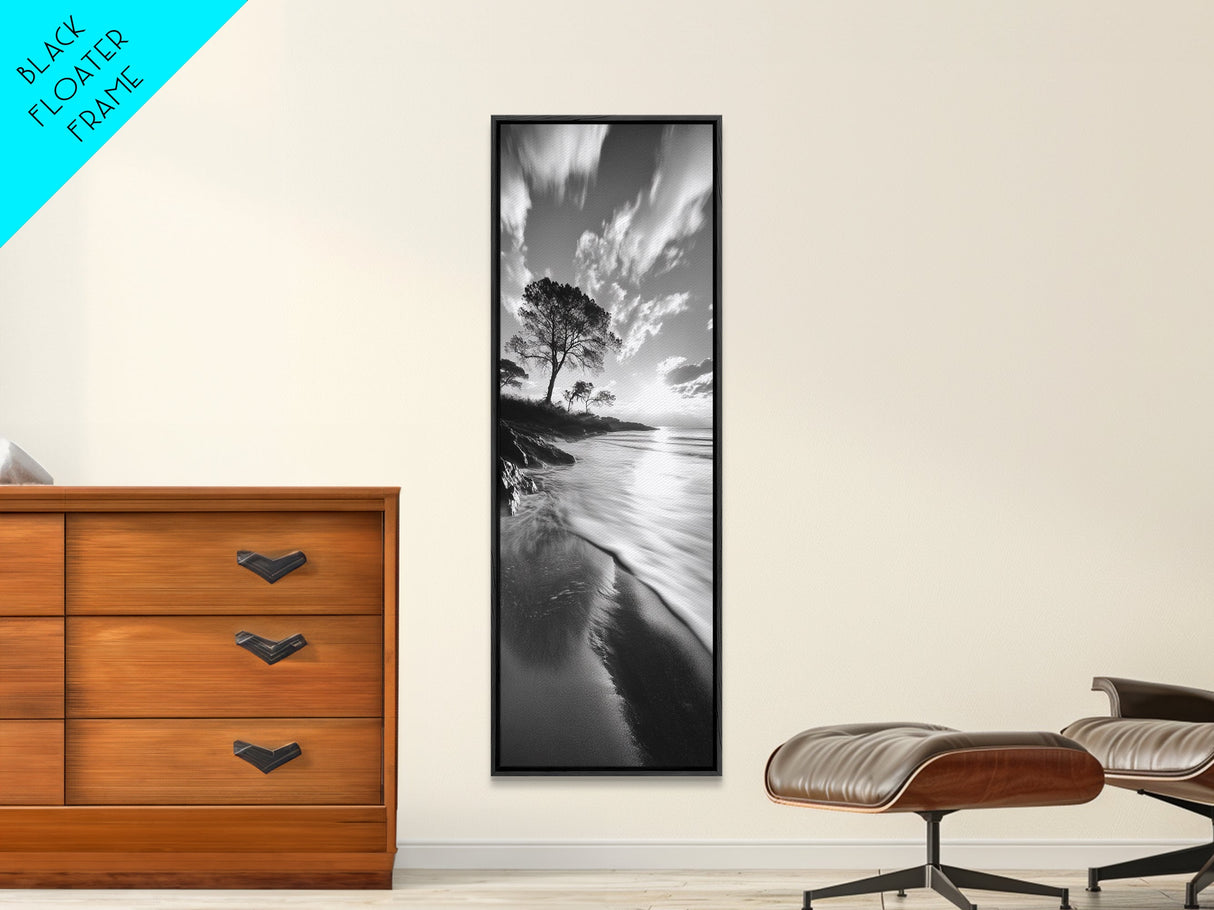 Sunset Coastal Trees, Ocean Shoreline Art, Nature Canvas Print, Framed Canvas Print, Living Room Wall Decor, Serene Landscape