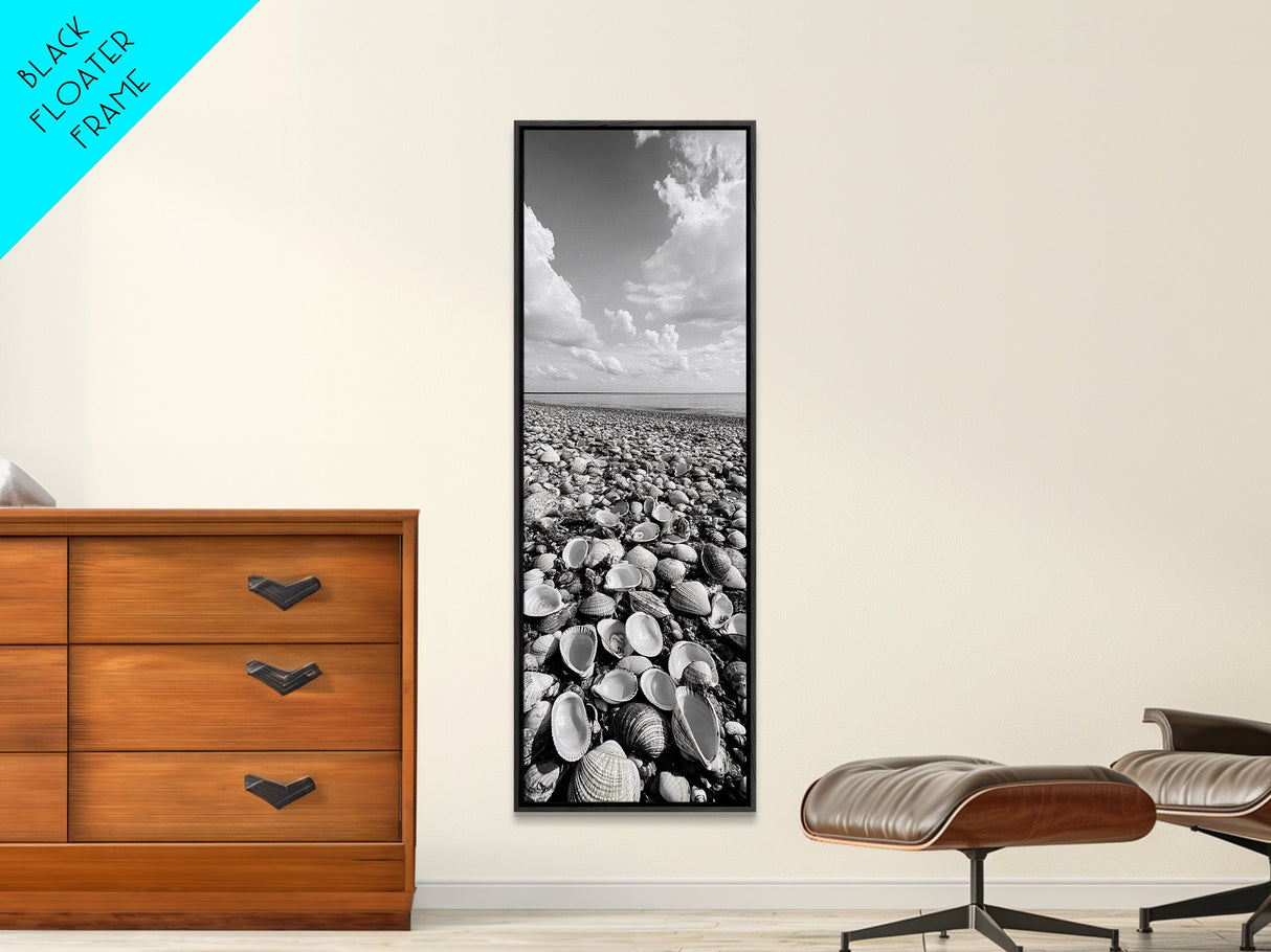 Shell Beach, Coastal Texture, Seashell Ground, Nature’s Bounty, Rustic Ocean Canvas Print, Neutral Kitchen Wall Art, Boho Coastal Style