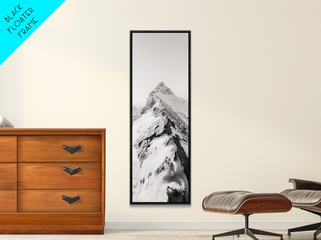 Alpine Peak, Snow Summit, Rugged Path, Canvas Print, Adventure Wall Decor, Minimalist Nature Art, Winter Landscape Photography