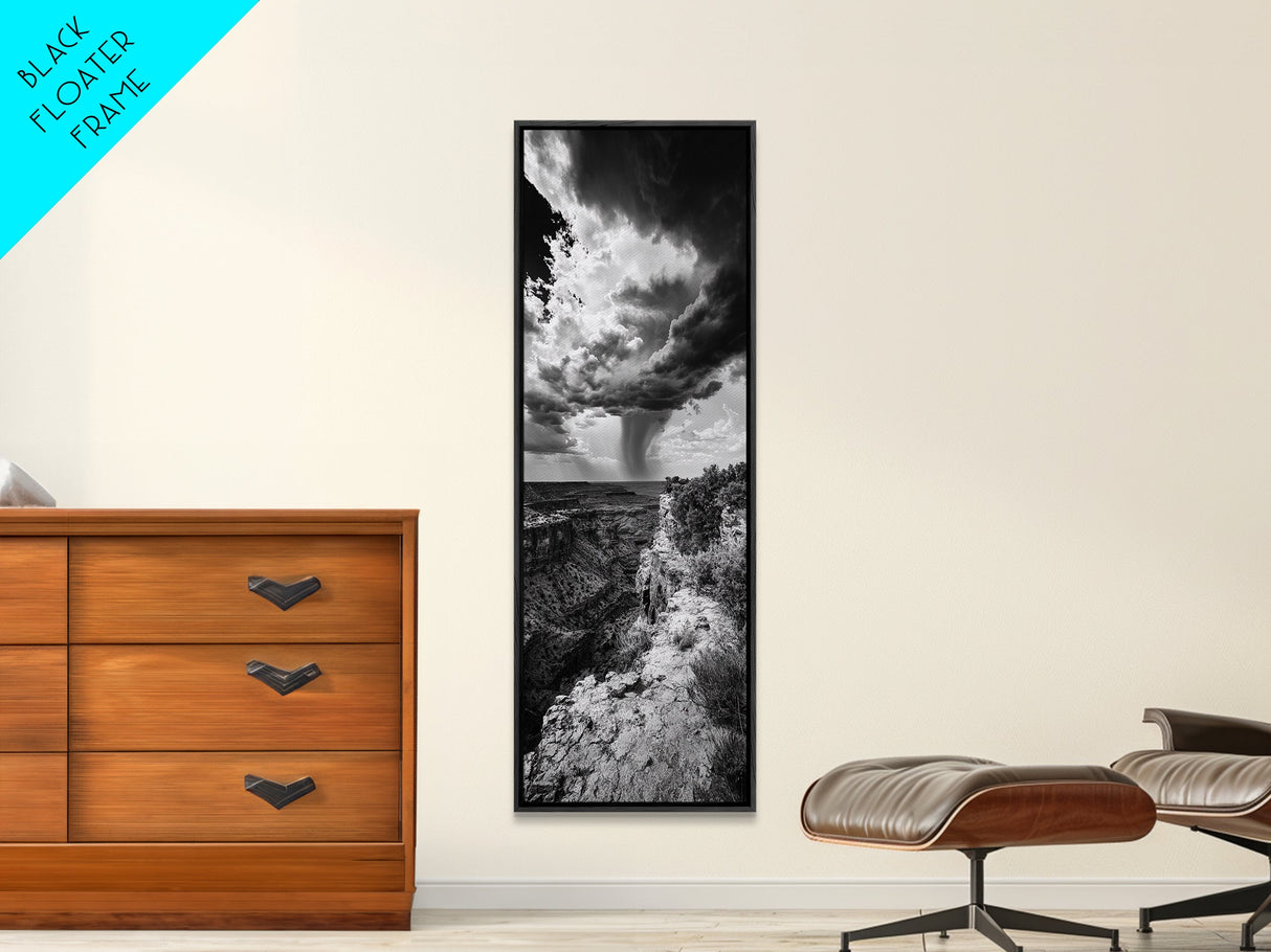 Storm Power, Canyon Rain, Desert Clouds, Monsoon Drama, Framed Canvas Print, Southwestern Wall Art, Moody Living Room Decor