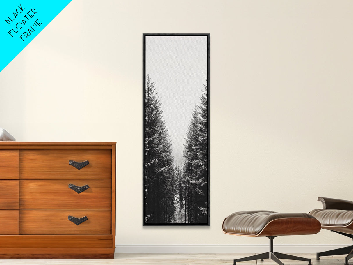 Snowy Forest, Pine Trees, Winter Woods, Minimal Art, Nordic Aesthetic, Canvas Print, Christmas Decor, Cozy Living Room Wall Art