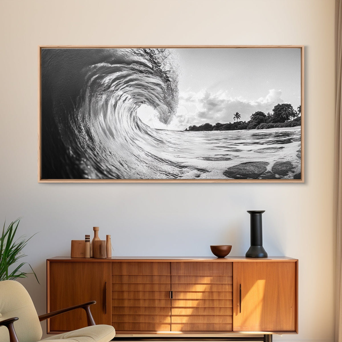Ocean Wave Art, Coastal Decor, Heart Wave Wall Art, Black and White Photography, Canvas Print, Beach Bathroom, Surf Vibes, Minimalist Surf Home