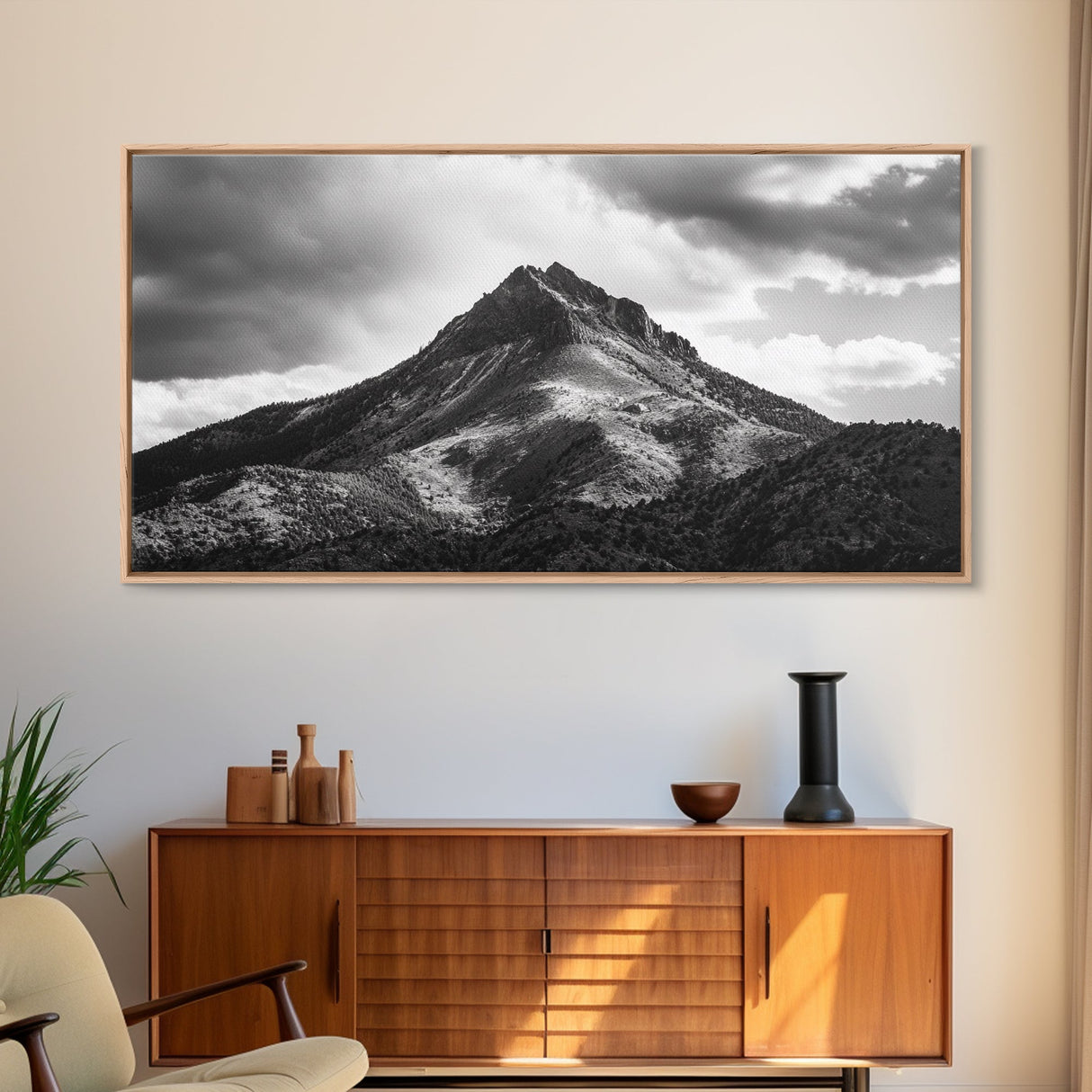 Mountain Peak, Majestic Range, Moody Skies, Canvas Print, Wilderness Wall Art, Cabin Decor, Adventure Style, Nature Inspired Room