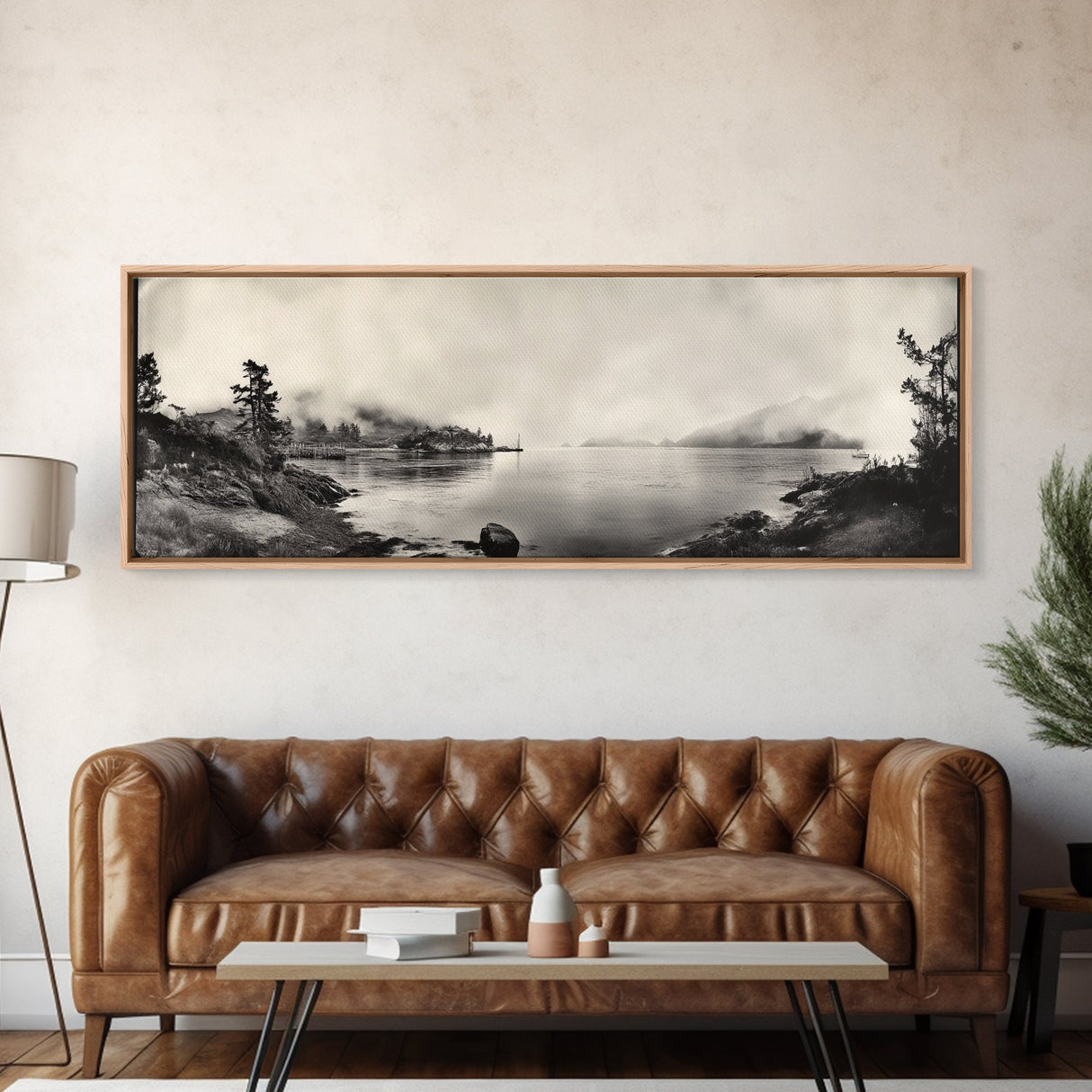 Foggy Coast, Misty Trees, Silent Bay, Canvas Print, Moody Landscape Photography, Bedroom Wall Art, Nature Inspired Decor