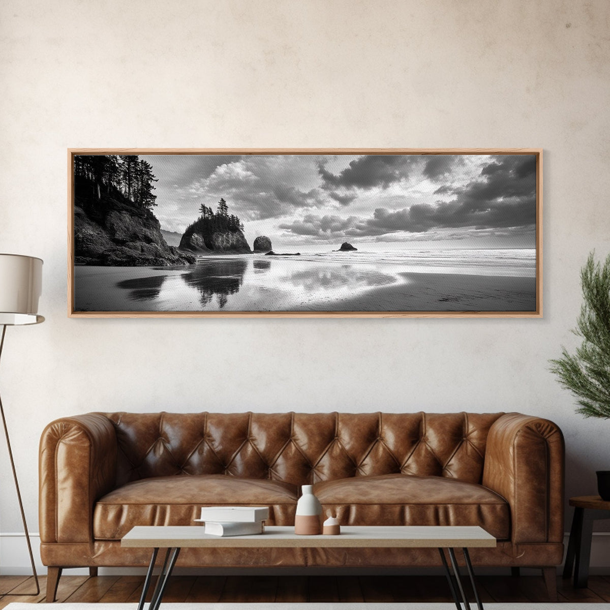 Seastacks Coastal Scene, Moody Beach Landscape, Ocean Reflections, Canvas Print, Coastal Decor, Pacific Northwest, Fall Wall Art