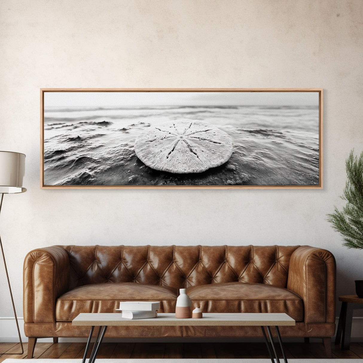 Sand Dollar, Ocean Shore, Calm Waters, Canvas Print, Coastal Wall Art, Minimalist Bathroom Decor, Seashell Beach Photography