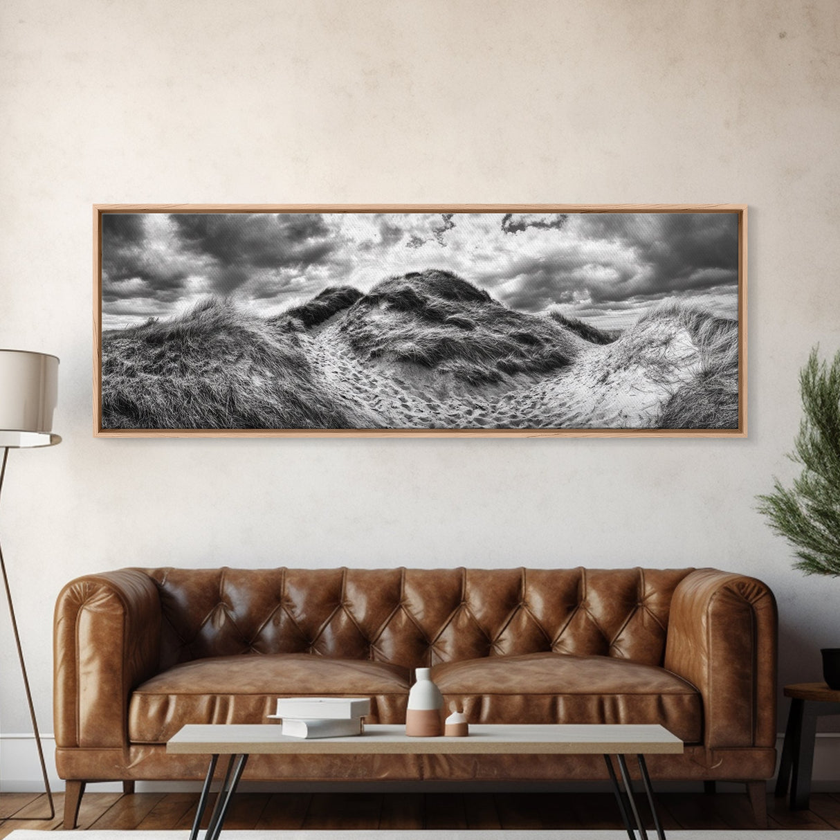 Windswept Dune Trail, Dramatic Sky, Nature Path, Beach Landscape, Framed Canvas Print, Rustic Wall Art, Fall Decor, Bedroom Art, Boho Vibes