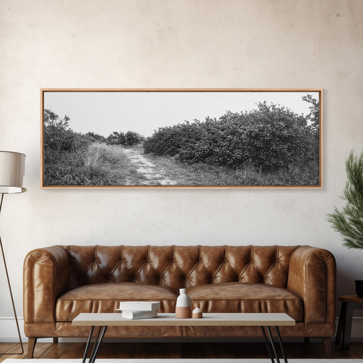 Wild Apple Path, Nature Overgrowth, Autumn Orchard Trail, Canvas Print, Fall Farmhouse Kitchen Art, Rustic Seasonal Wall Decor