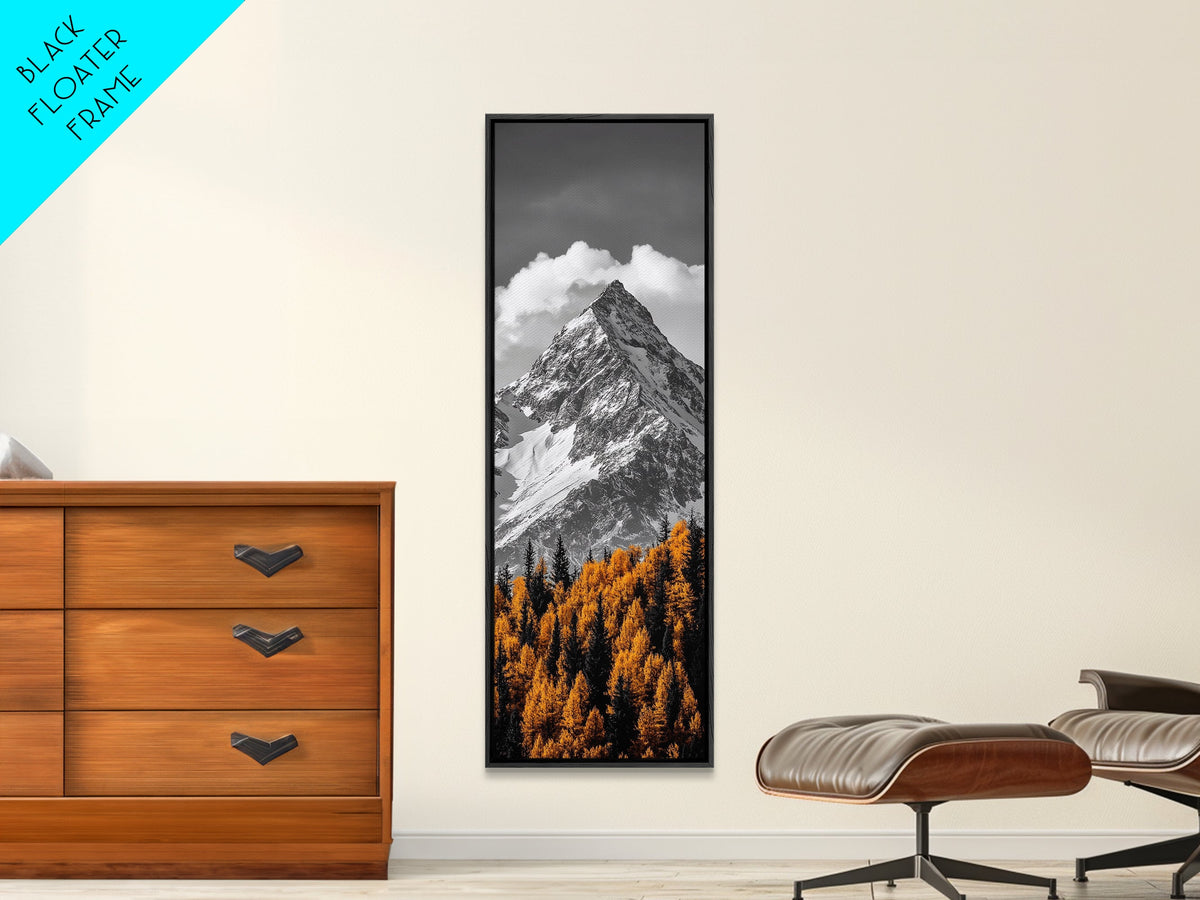 Majestic Peak, Autumn Trees, Nature Mountain Scene, Framed Canvas Print, Rustic Wall Art, Cabin Decor, Adventure Vibes, Fall Landscape Art