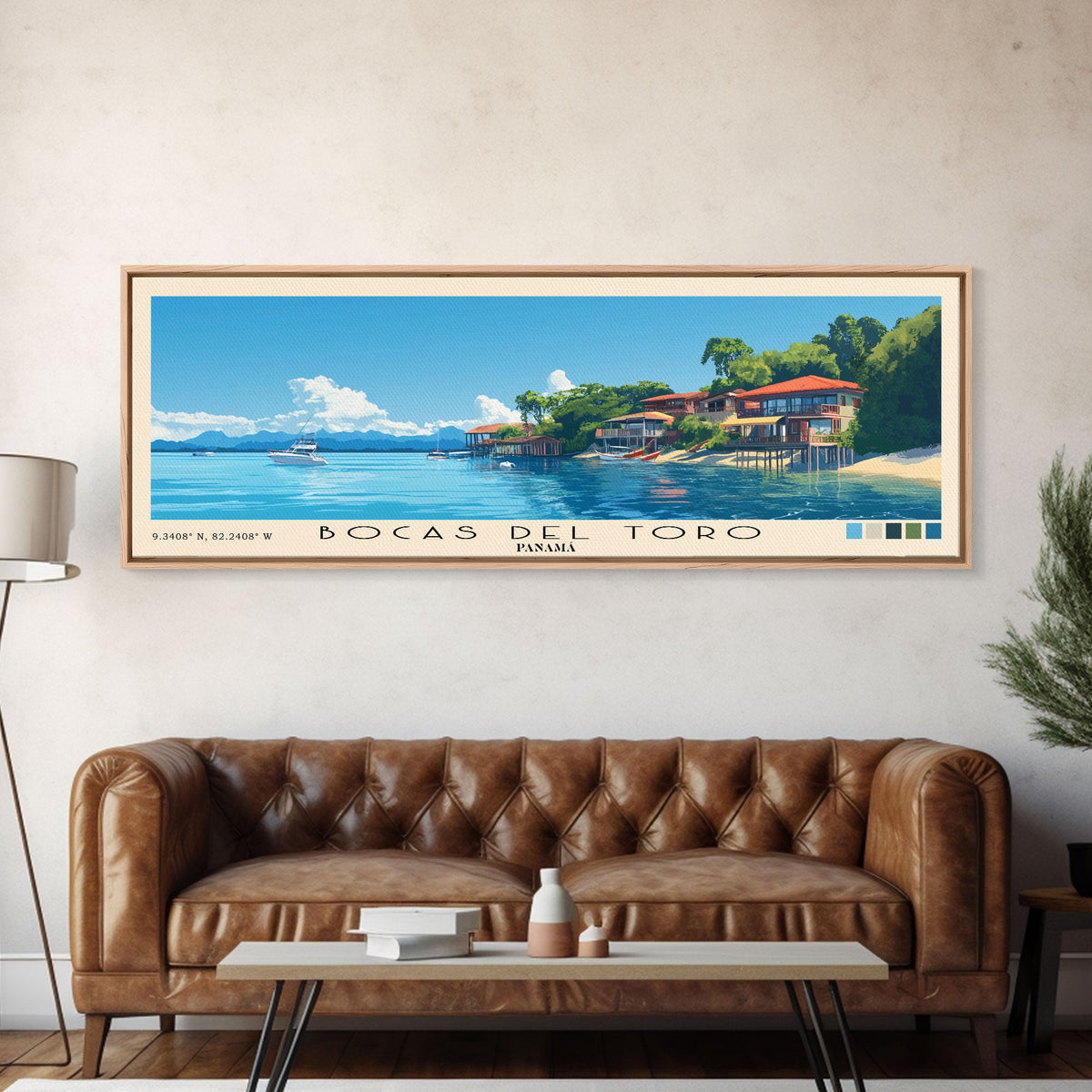 Bocas del Toro , Panamá Panoramic Beach Print, Vacation Gift, Panamá Wall Art, Beach Painting, Beach Decor, Beach Painting