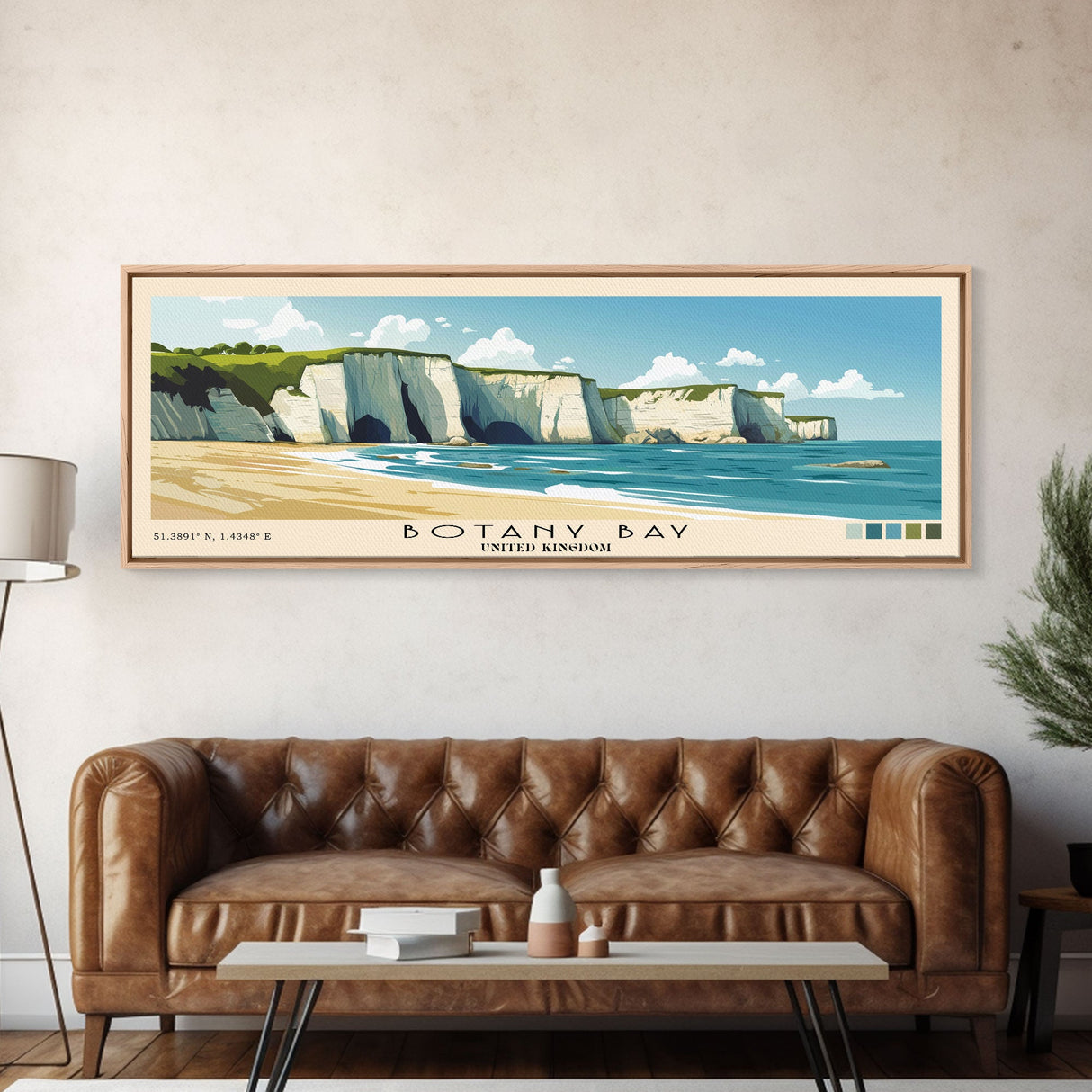 Botany Bay, United Kingdom Panoramic Print, Vacation Gift, United Kingdom Wall Art, Beach Painting, Beach Decor, Beach Or Lakehouse Art