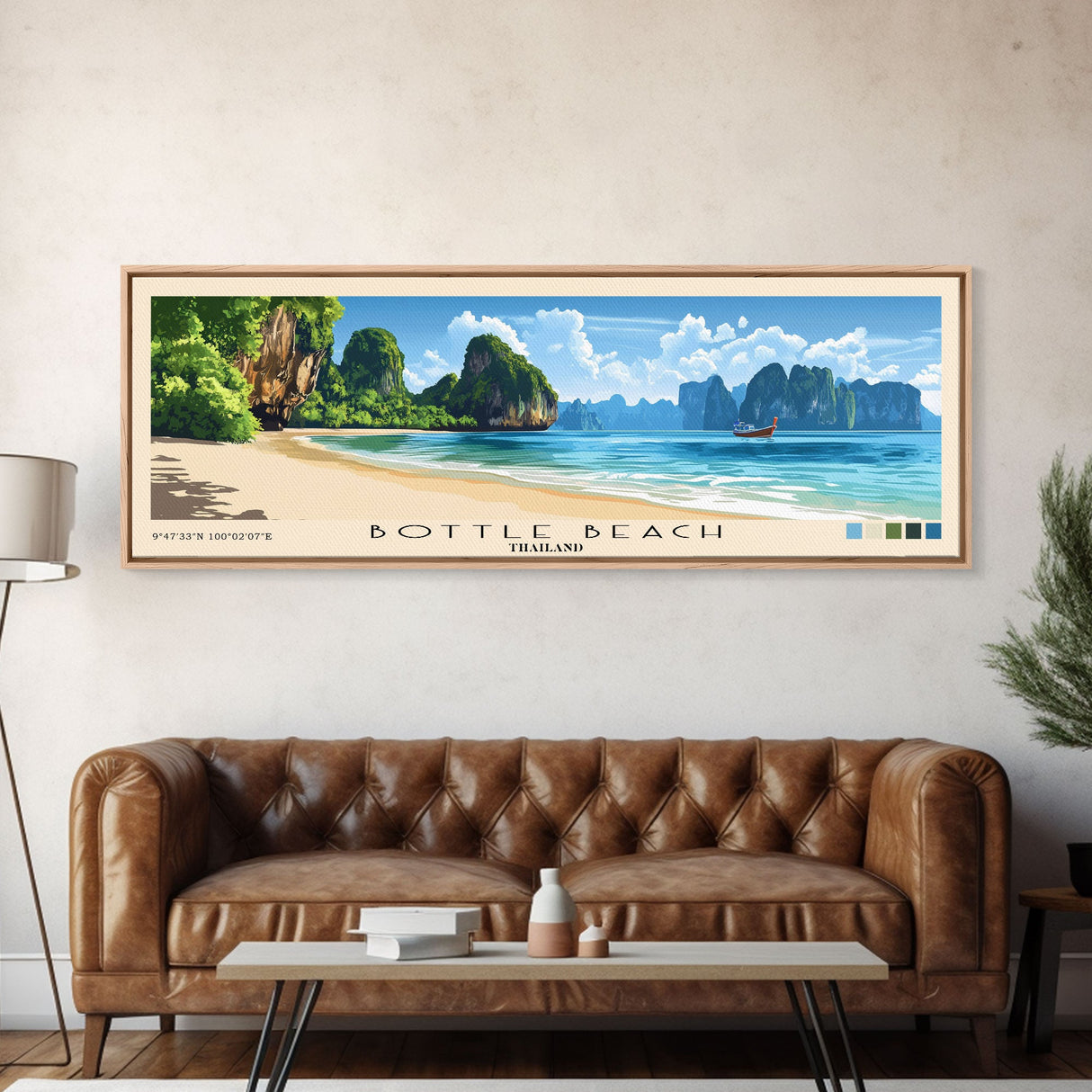 Bottle Beach, Thailand Panoramic Beach Print, Vacation Gift, Thailand Wall Art, Beach Painting, Beach Decor, Beach Painting
