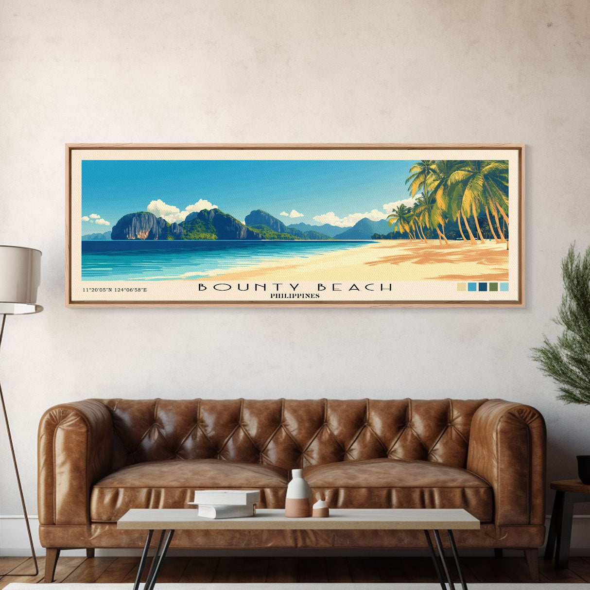 Bounty Beach, Philippines Panoramic Beach Print, Vacation Gift, Philippines Wall Art, Beach Painting, Beach Decor, Beach Painting