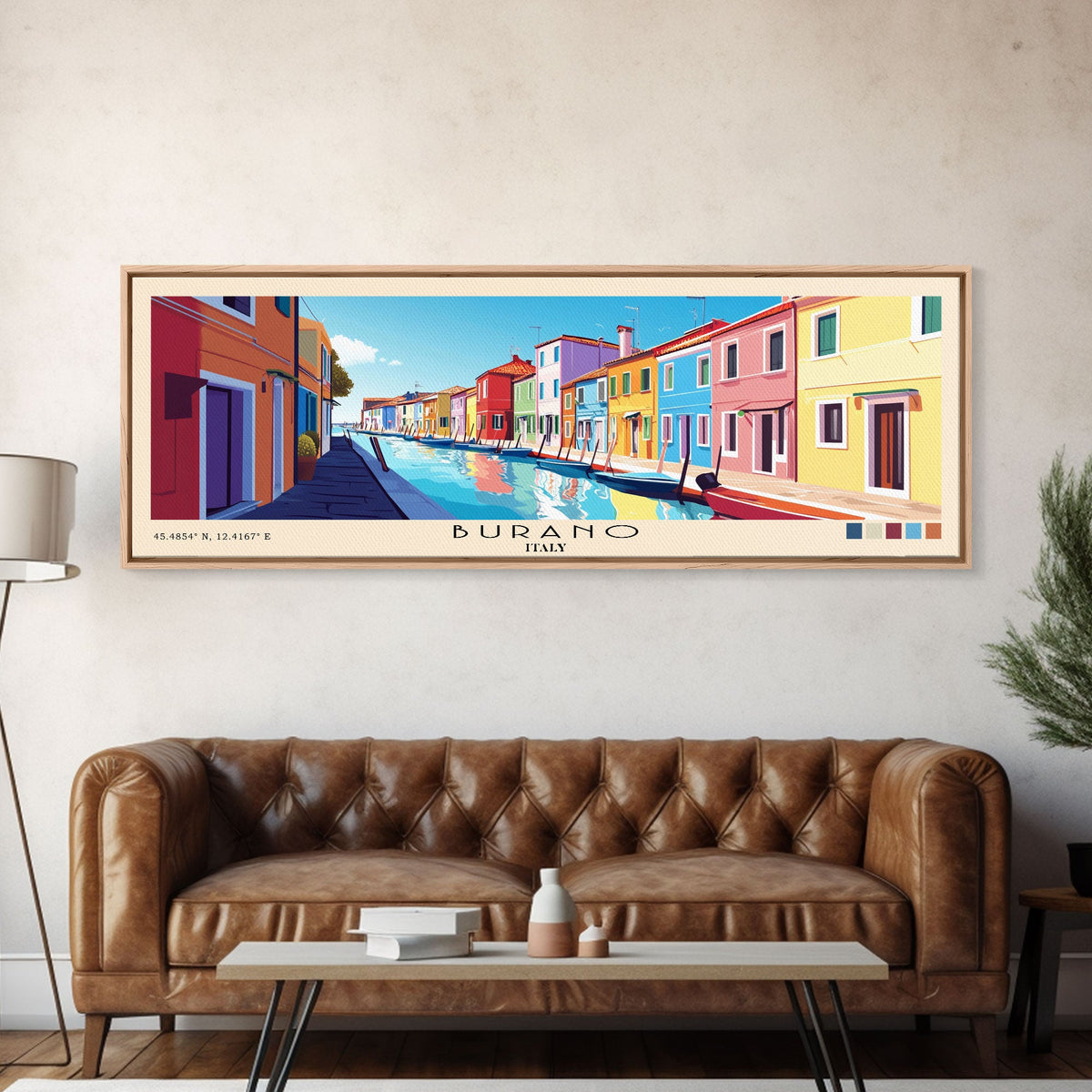 Burano, Italy Panoramic Print, Vacation Gift, Italy Wall Art, Beach Painting, Beach Decor, Beach Or Lakehouse Art