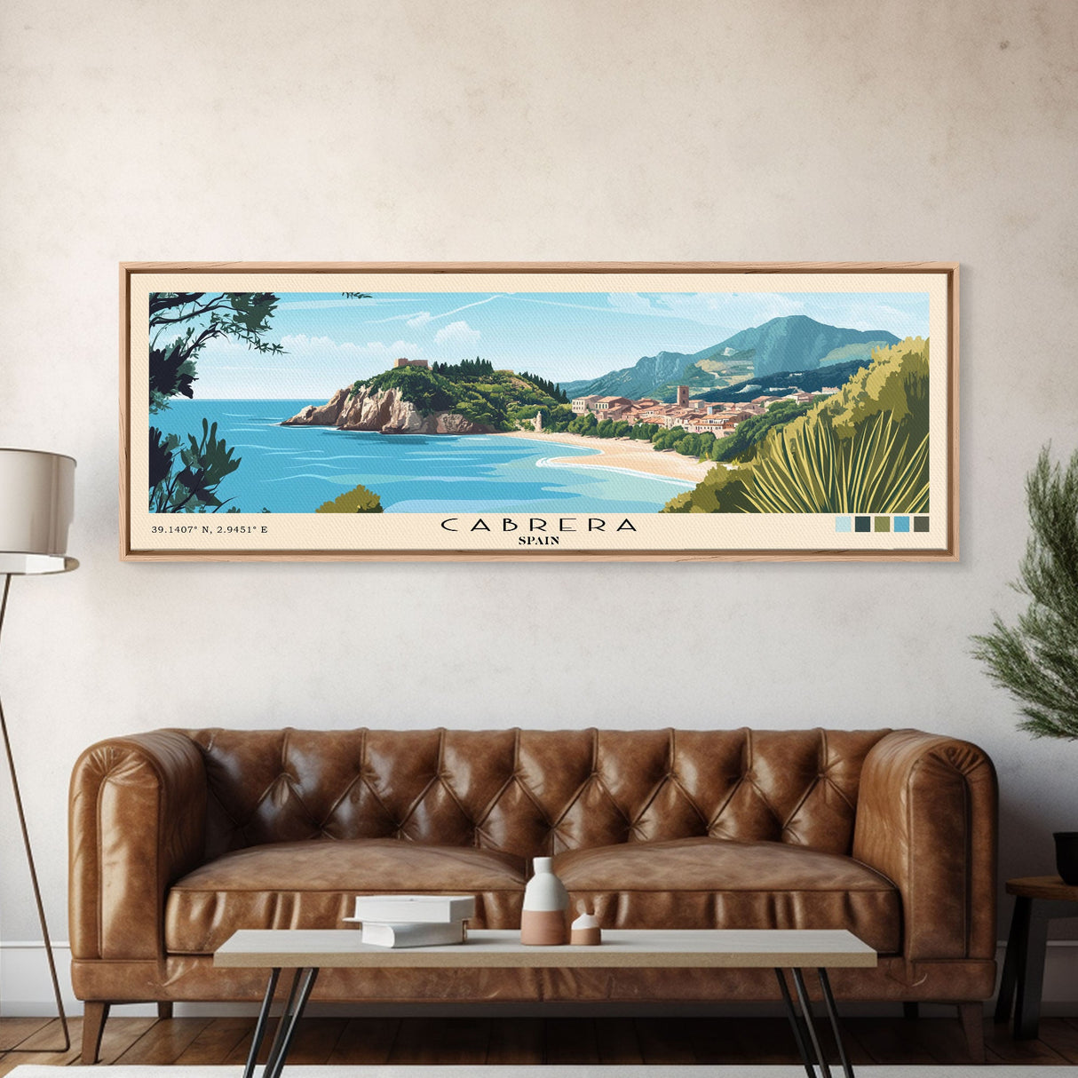 Cabrera, Spain Panoramic Beach Print, Vacation Gift, Spain Wall Art, Beach Painting, Beach Decor, Beach Painting