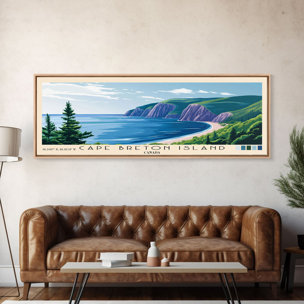 Cape Breton Island, Canada Panoramic Beach Print, Vacation Gift, Canada Wall Art, Framed Canvas Print, Framed Beach Painting